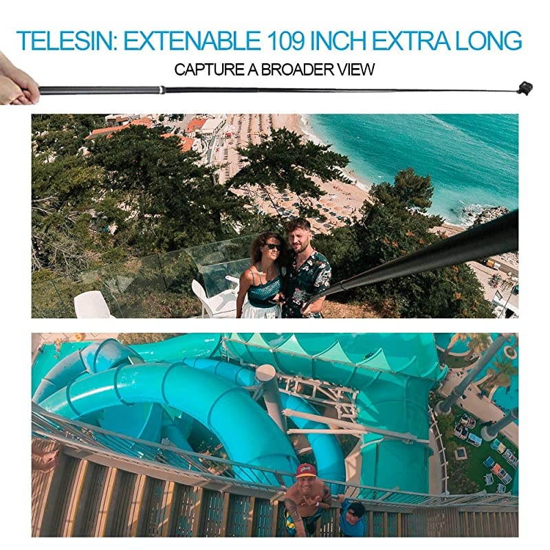 Ultra Long Selfie Stick for GoPro Hero 7 Hero 6 Hero 5 Black 2018 Hero 4 3+ Session DJI OSMO ACTION Camera Extendable at 3 Lengths 22quot 472quot 106quot Carbon Fiber Lightweight Pole Monopod