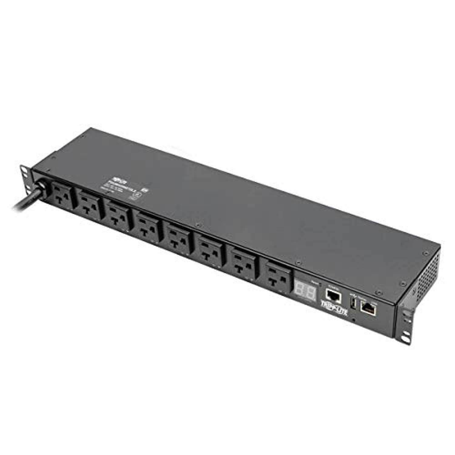 Tripp Lite 1.9kW Single-Phase Switched PDU, LX Platform Interface, 120V Outlets (8 x 5-15/20R), NEMA L5-20P, 12.0 Feet Cord, 1U Rack, TAA (PDUMH20NET2LX)
