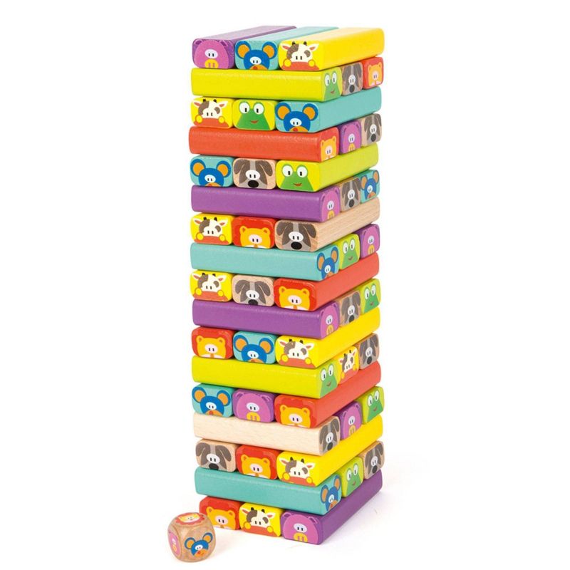 Small Foot Wooden Toys Classic Tumbling Tower Wobbling Wild Animal Game