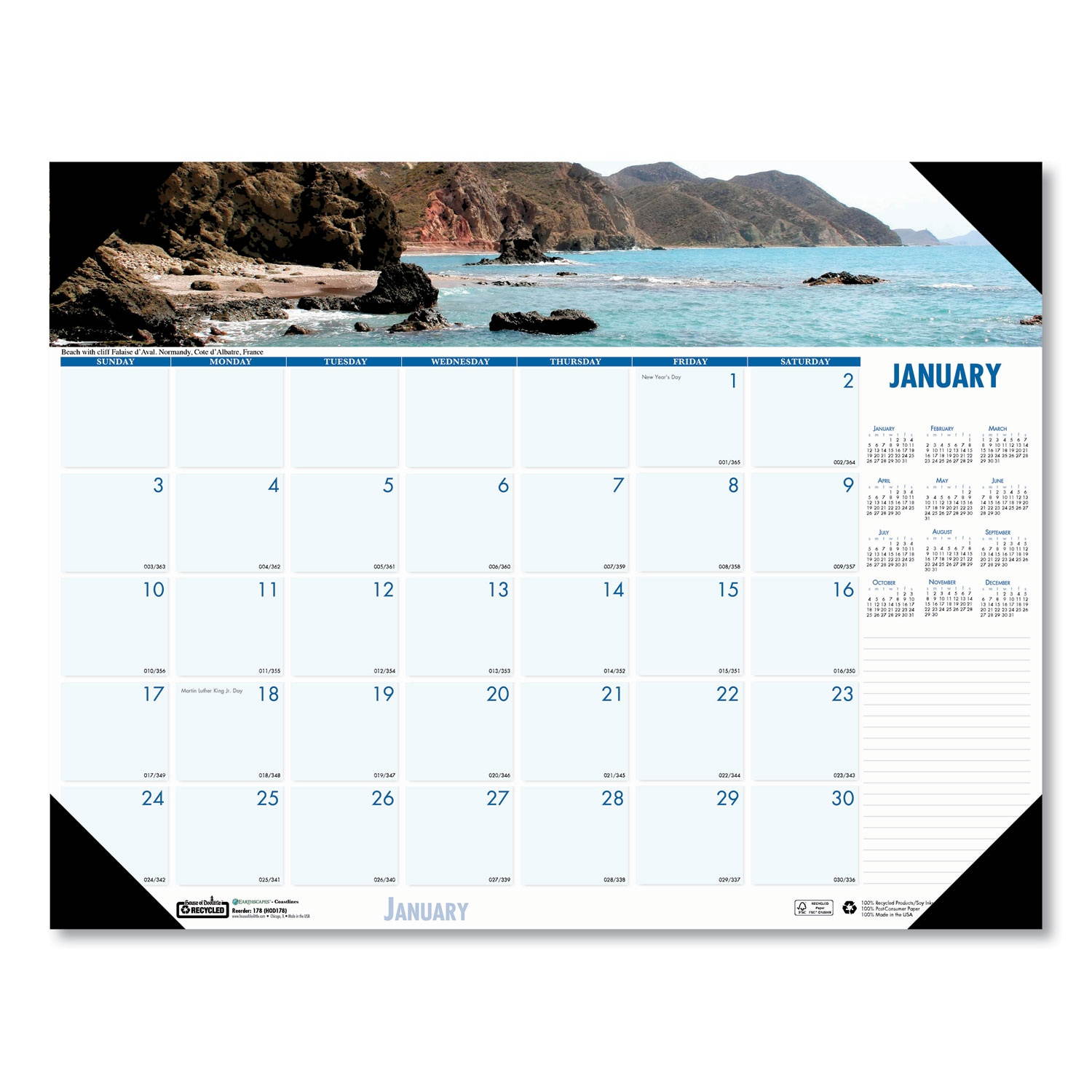 House of Doolittle Coastlines Photographic Monthly Desk Pad Calendar 18.5 x 13