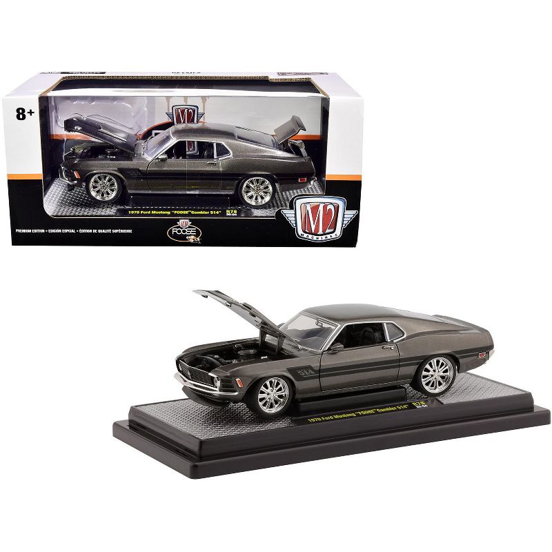1970 Ford Mustang "Foose" Gambler 514 Jaguar British Racing Green Metallic with Black Stripes Ltd Ed 6880 pcs 1/24 Diecast Model Car by M2 Machines
