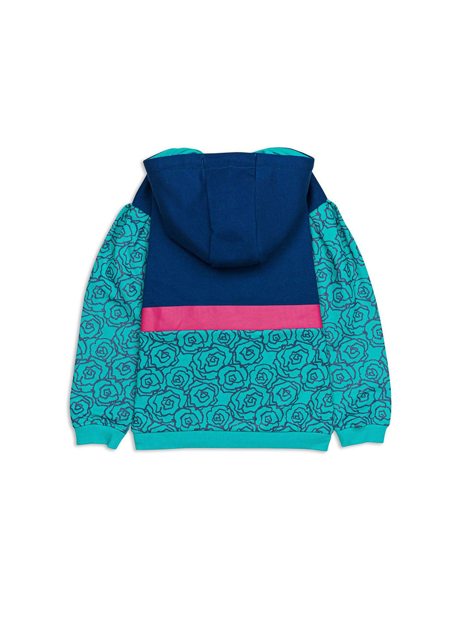 H by Hamleys Girls Navy & Green Printed Full Sleeves Sweatshirt