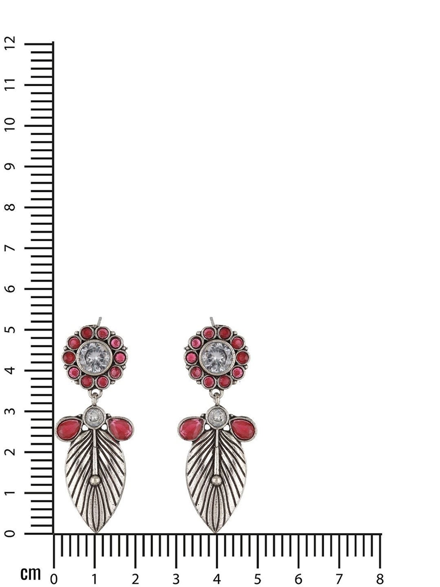 Aatmana Silver-Plated Red & White Contemporary Drop Earrings