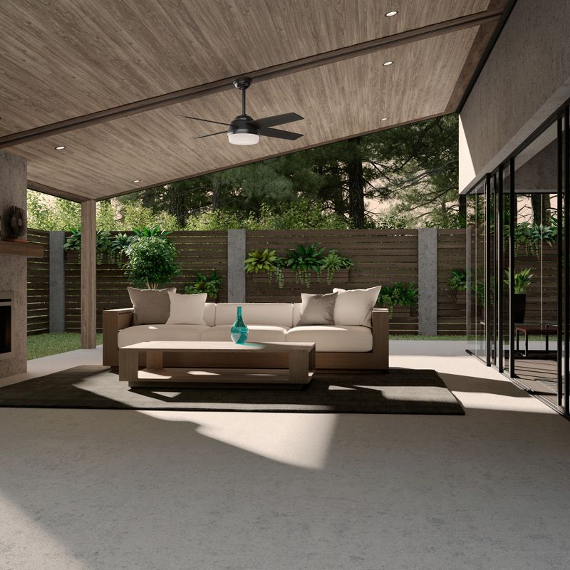 Hunter Fan Company 59251 Dempsey Ceiling Fan with LED Light Bulb, Remote Control, and 52 Inch Blades for Indoor Home Room Lighting Decor, Black