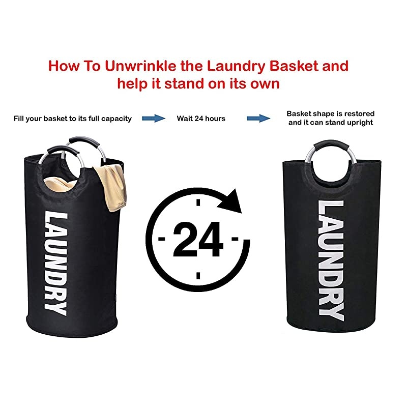 Laundry Basket 1 Pack 82L Large Fabric Laundry Hamper Bag Collapsible Portable Foldable Clothes Bag Organization Waterproof Durable Handles For Bathroom Kids Room Grey