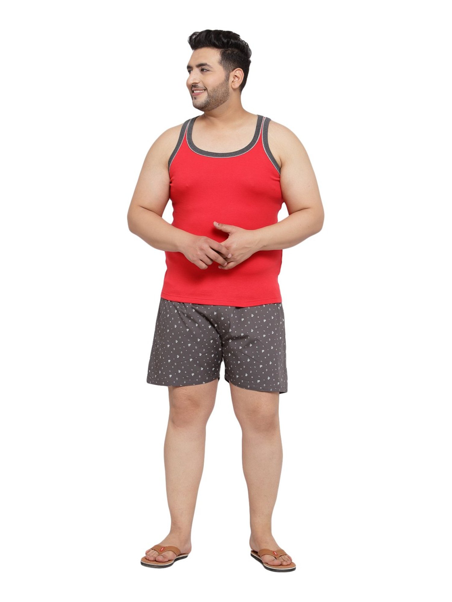 Melon by PlusS Red Cotton Regular Fit Vest