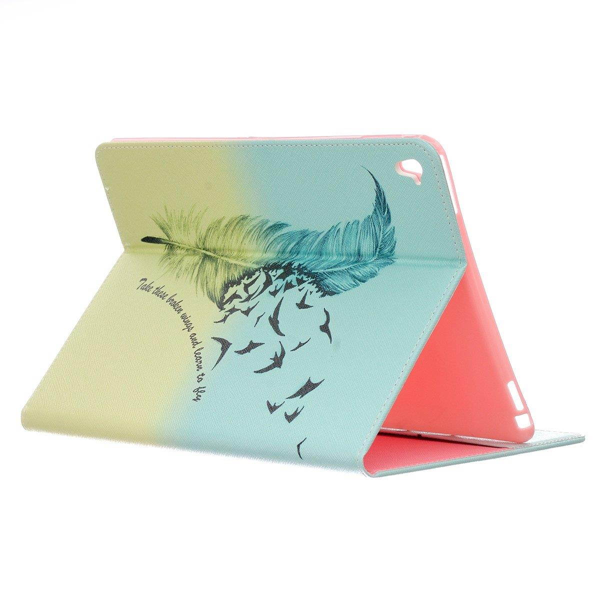 iPad Pro 9.7 Case, Newshine Premium Synthetic Leather Stand Case Cover with [Card Solts] for Apple iPad Pro 9.7 inch 2016 Release Table (Feather)