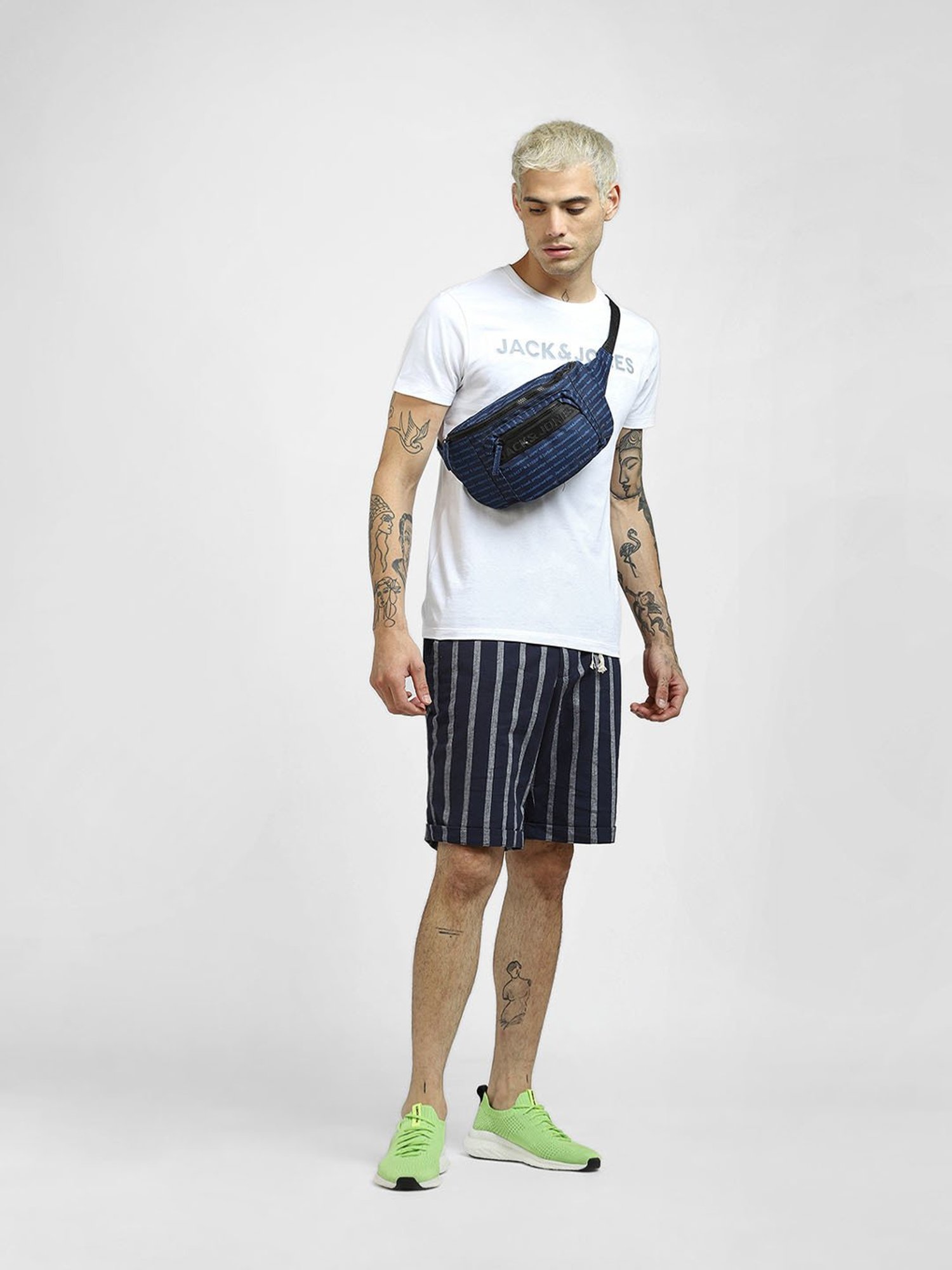 Jack & Jones Navy Striped Shorts