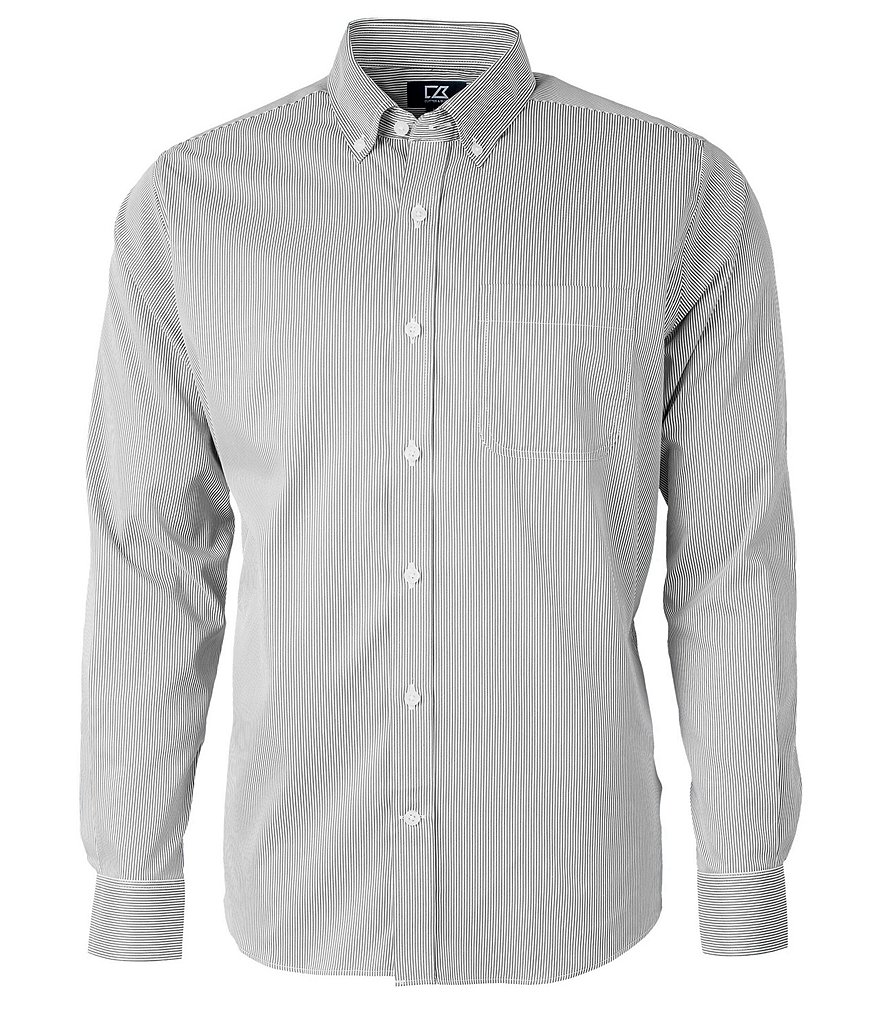 Cutter & Buck Big & Tall Versatech Pinstripe Performance Performance Stretch Long-Sleeve Woven Shirt