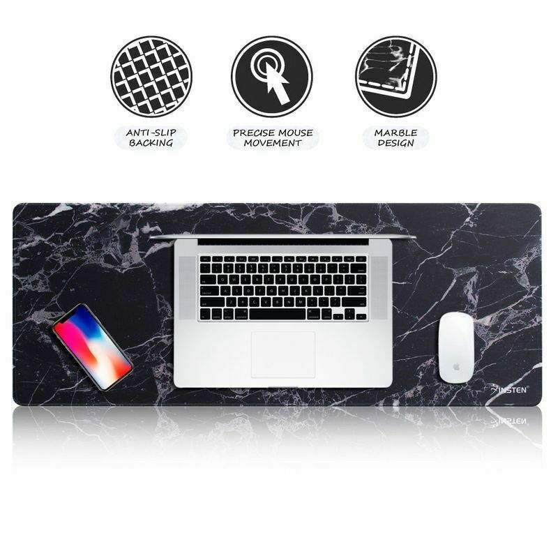 Non-Slip XXL Marble Mouse Pad Mat Pad Keyboard Mat For Computer PC Gaming, Black