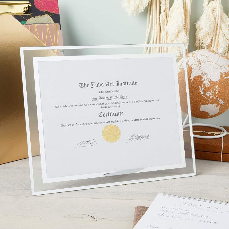 Stockroom Plus 4 Pack  Glass Certificate Holders Frames, Floating Frame Document Covers (11 x 8.5 in)