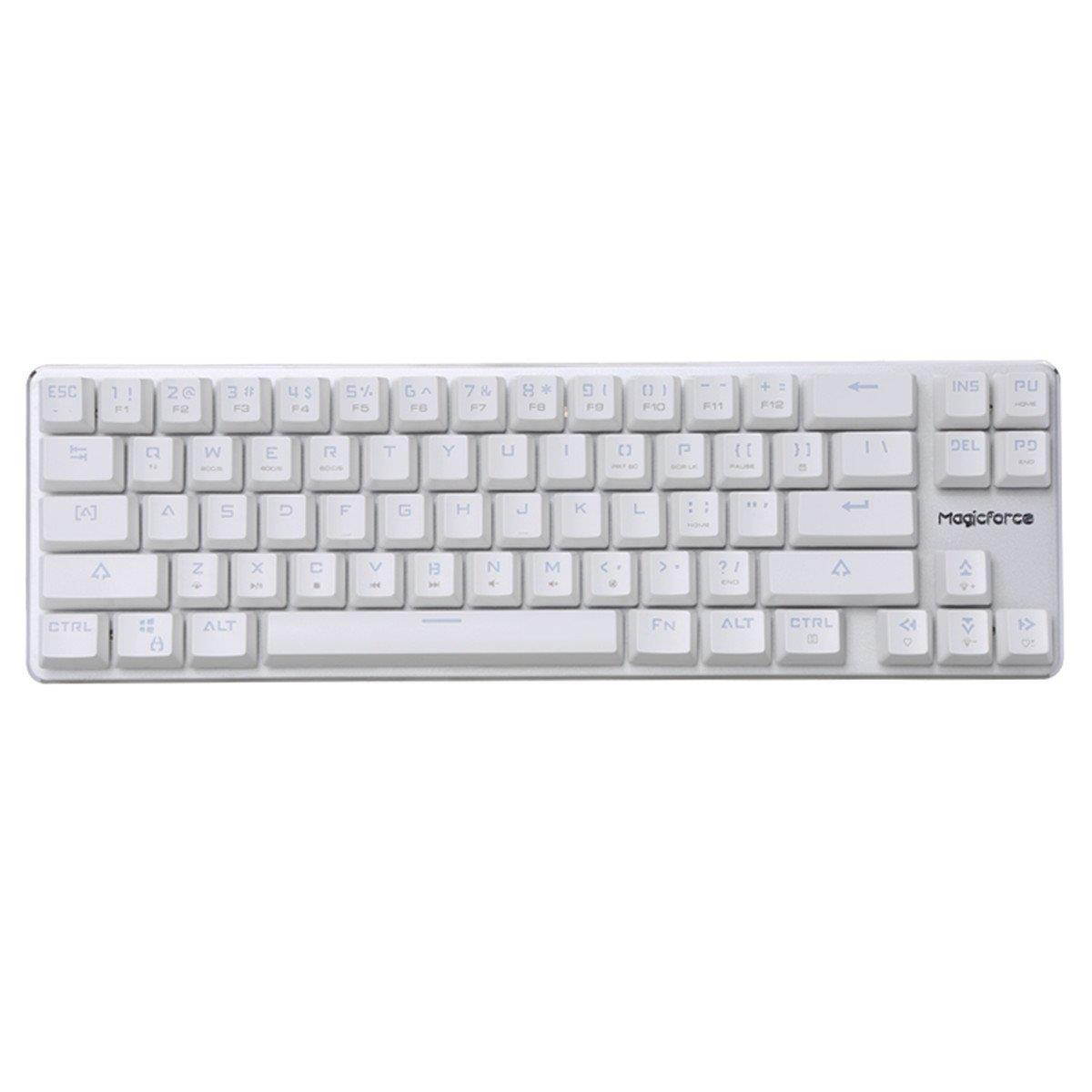 Qisan Happy Deals 20% Off Mechanical Keyboard Gaming Keyboard GATERON Red Switch Wired Backlit Mechanical Mini Design (60%) 68 Kyes Keyboard White Silver Magicforce