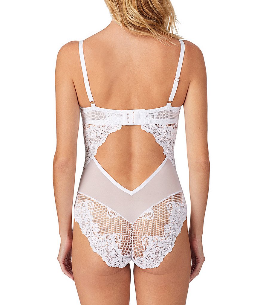 Le Mystere Lace Allure V-Neck Adjustable Strap Mesh Bodysuit