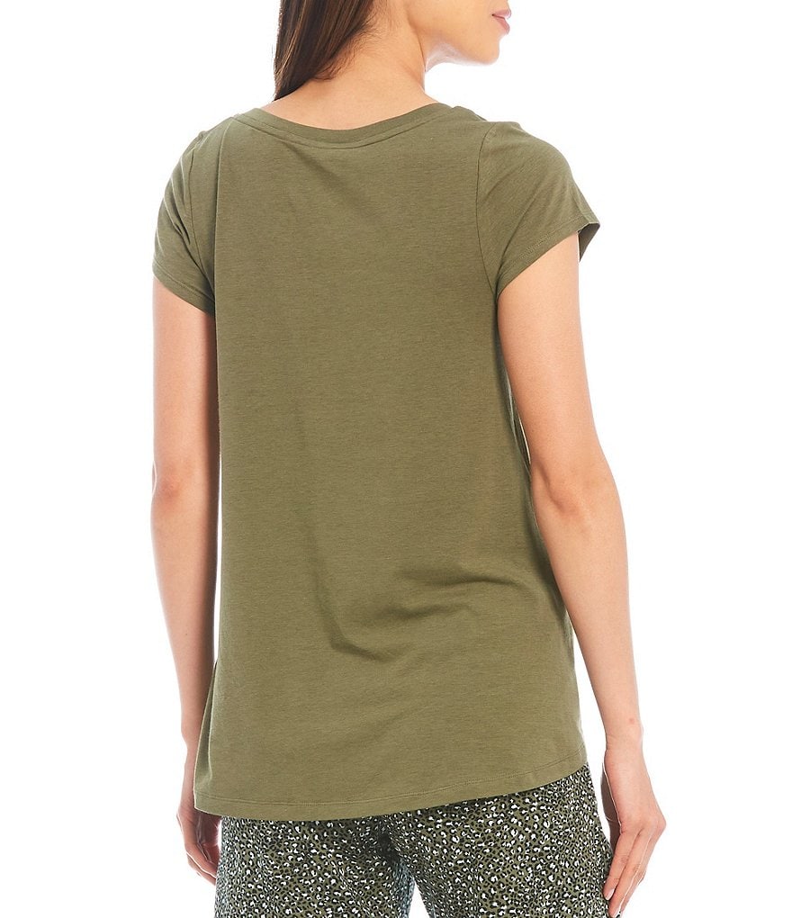 HUEtique Solid Jersey Knit Short Sleeve Henley Sleep Tee