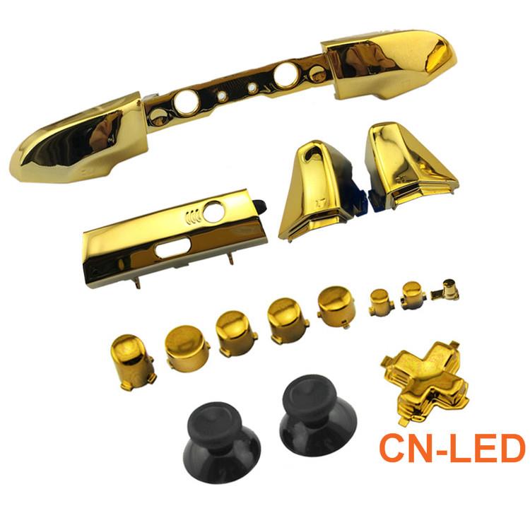WPS Chrome Gold ABXY Dpad Triggers Full Buttons Set Mod Kits for Newest Xbox One Slim/Xbox one S Controller with Screwdriver (Torx T6 T8) Set for 1708 version