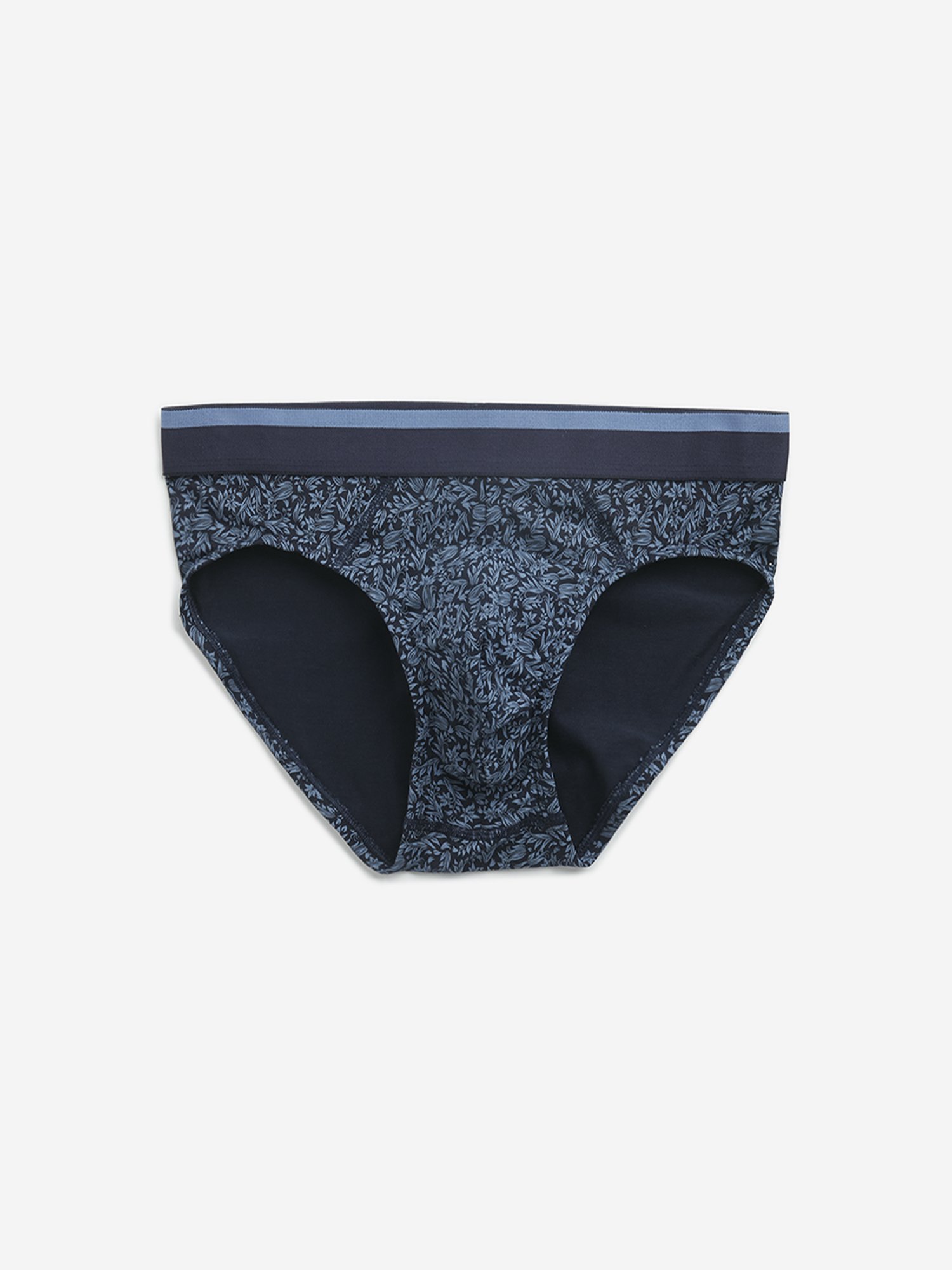 WES Lounge by Westside Navy Printed Cotton Blend Briefs - Pack of 3