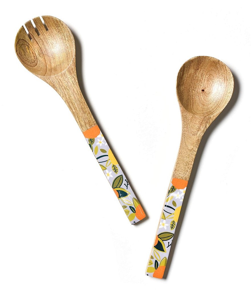Coton Colors Citrus Mango Wood Salad Server Set
