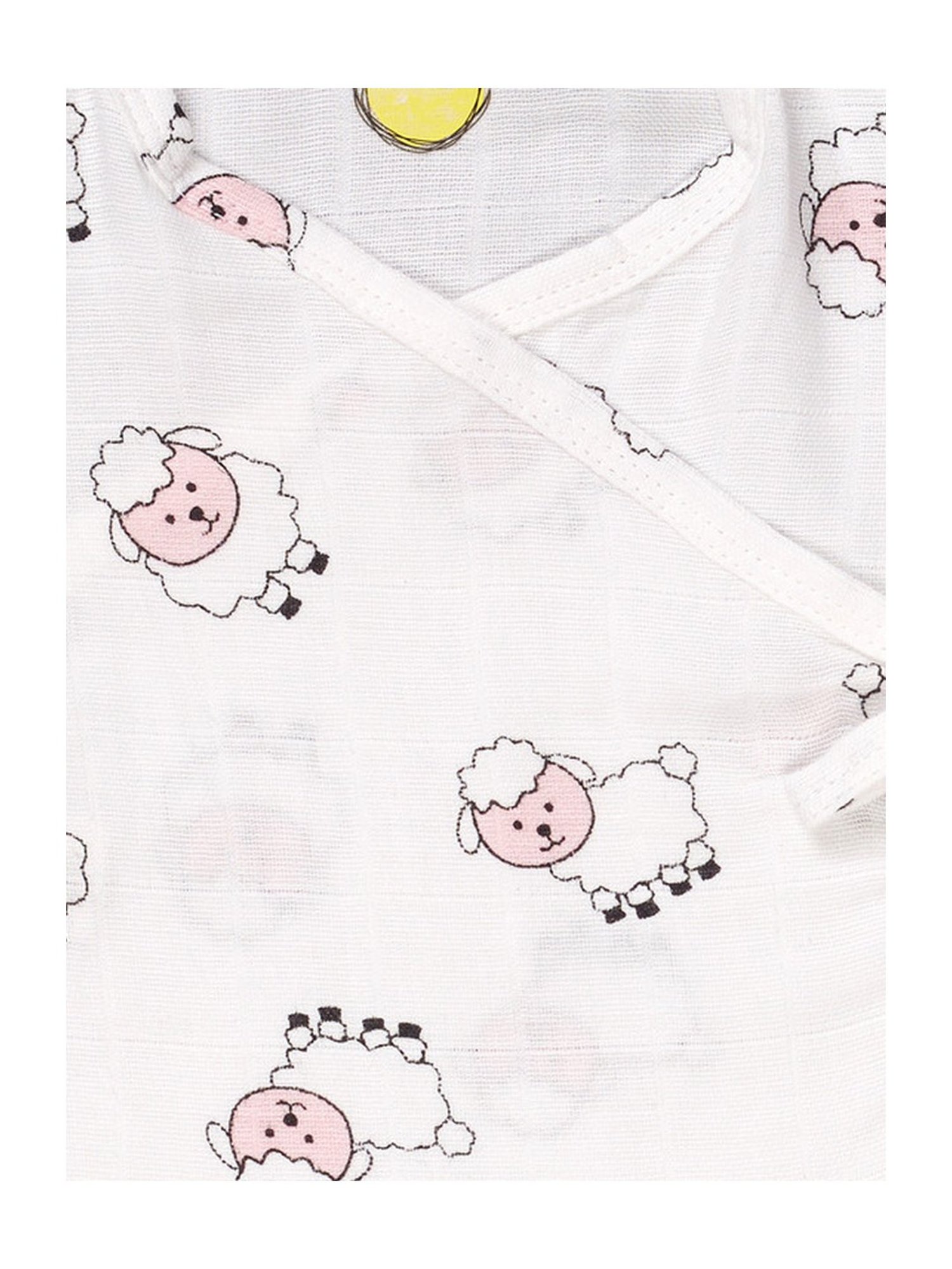 Pranava Kids White & Pink Cotton Sheep AOP Printed Zabla Langot Set