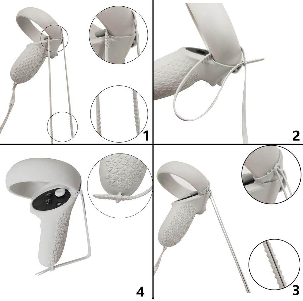 Cover Set for Oculus Quest 2, Touch Controller Grip Cover,Quest Lens Cover, Lens Protect Cover for Oculus Quest 2, Anti-Throw Sweatproof Handle Protective Sleeve