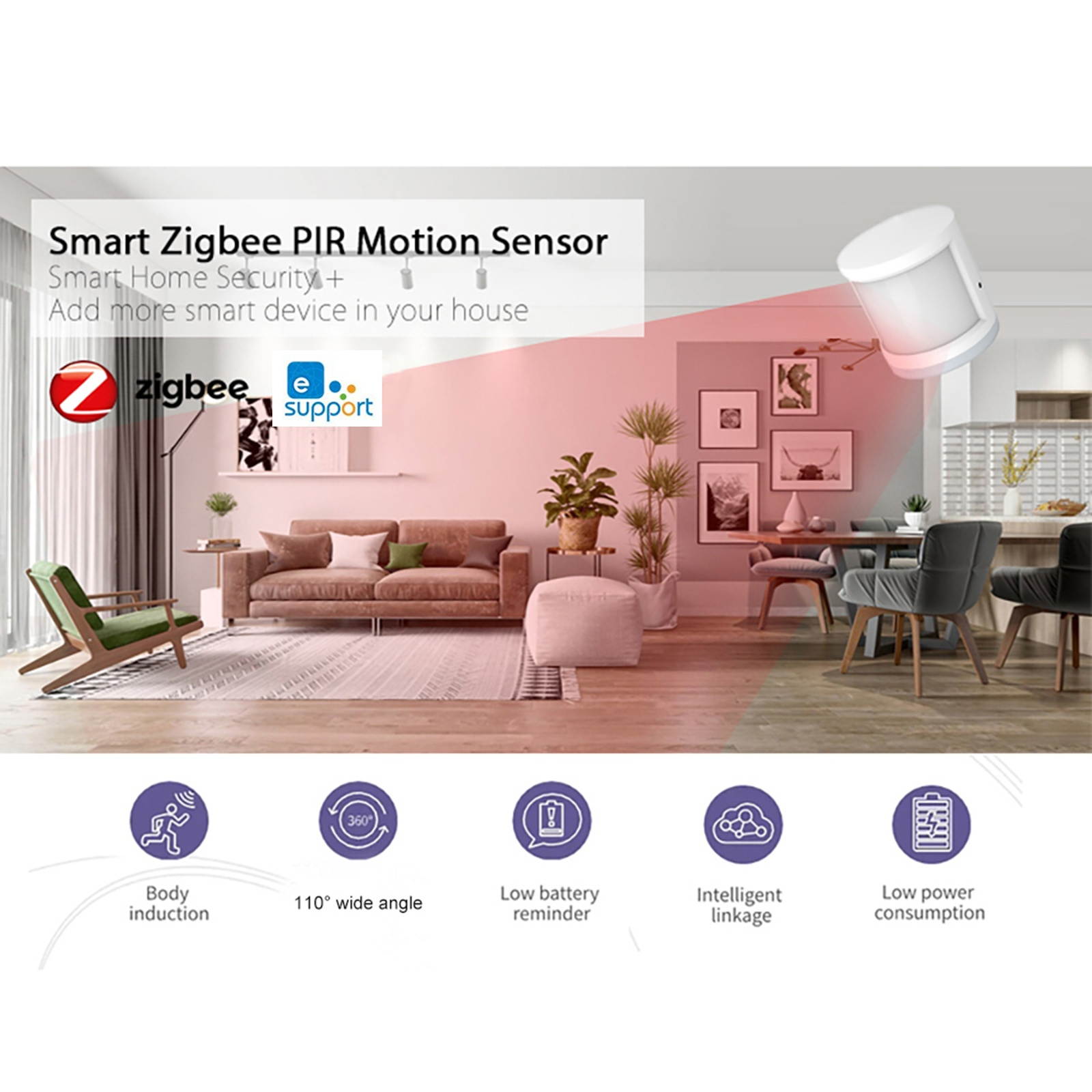 Super Mini eWelink Powered ZigBee PIR Motion Sensor Wireless Passive Infrared Detector Security Burglar Alarm Sensor eWelink APP Control