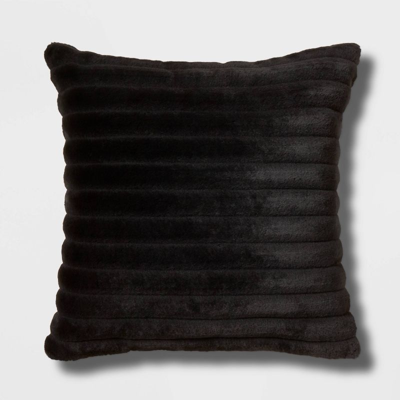 Euro Channeled Faux Fur Throw Pillow Black - Project 62™ + Nate Berkus™