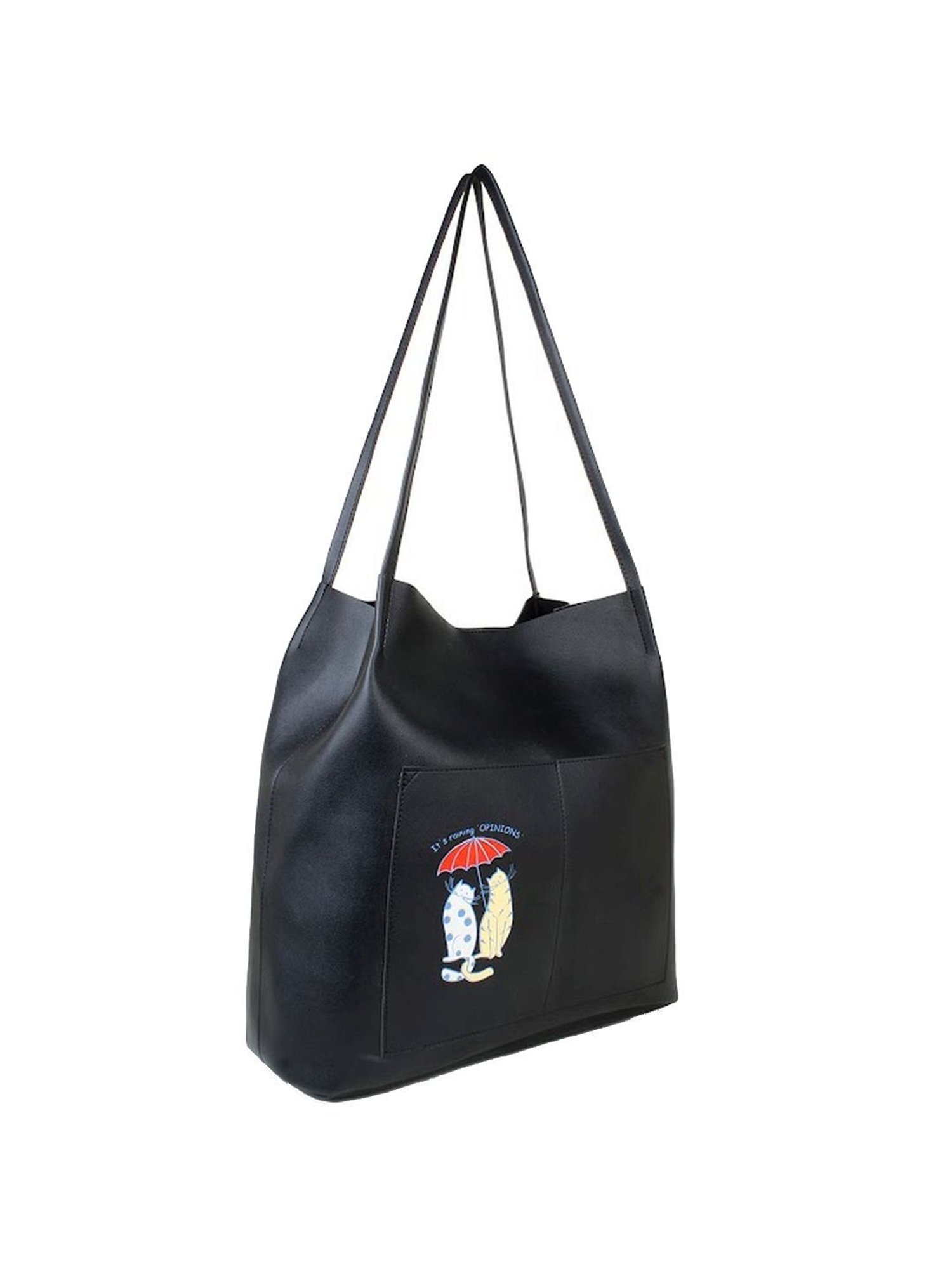 Spice Art Black Solid Large Tote Handbag