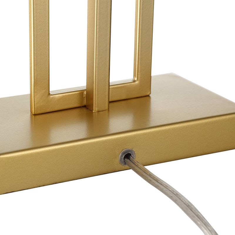 360 Lighting Mid Century Modern Table Lamps Set of 2 Brushed Gold Metal White Rectangular for Living Room Bedroom House Bedside