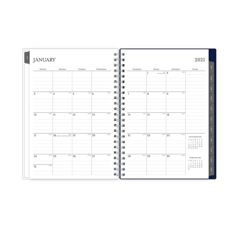 2021 Planner Notes 5.875" x 8.625" Clear Plastic Cover Weekly/Monthly Wirebound Keoni Navy - Blue Sky