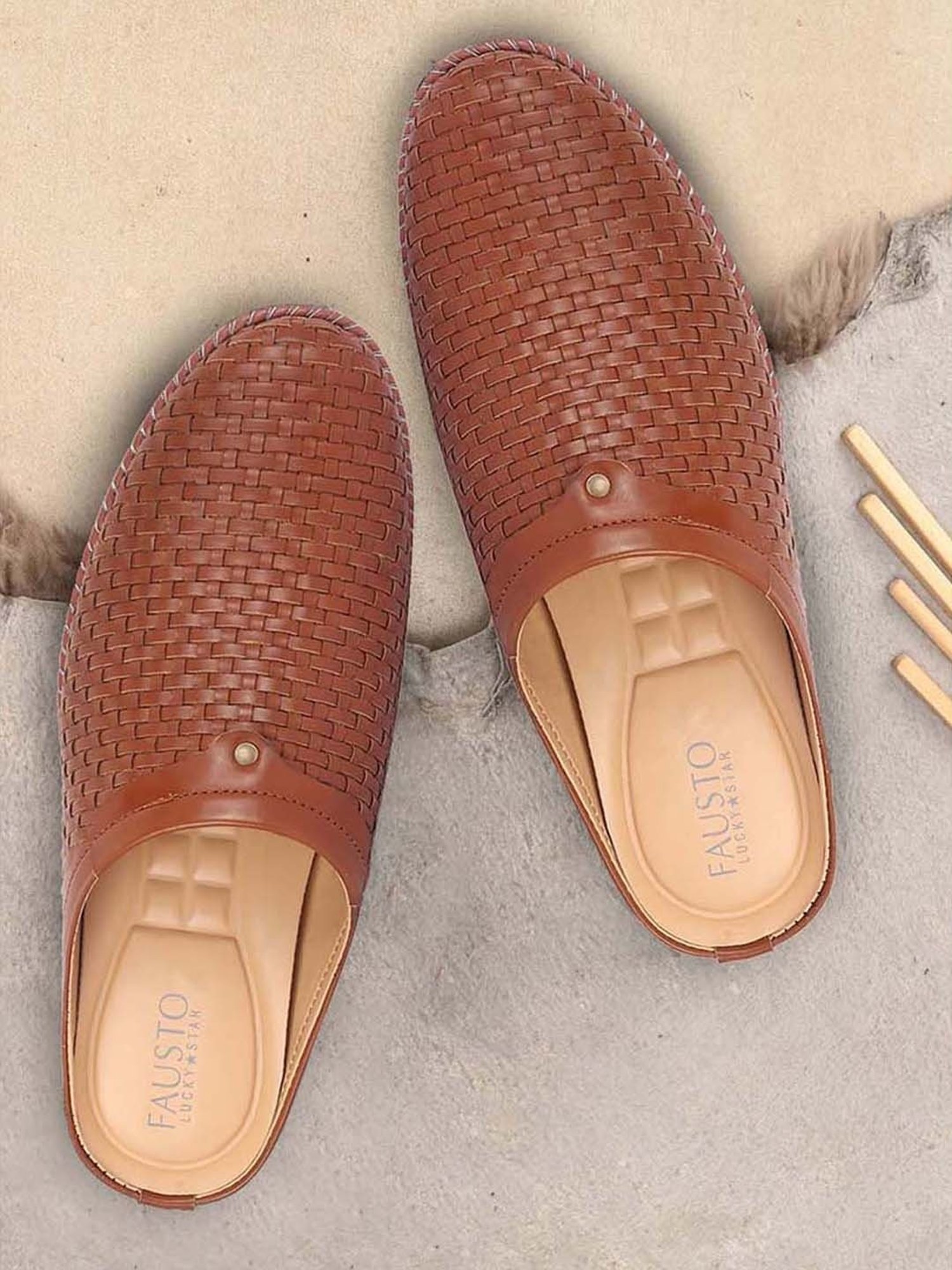 Fausto Men's Tan Mule Shoes