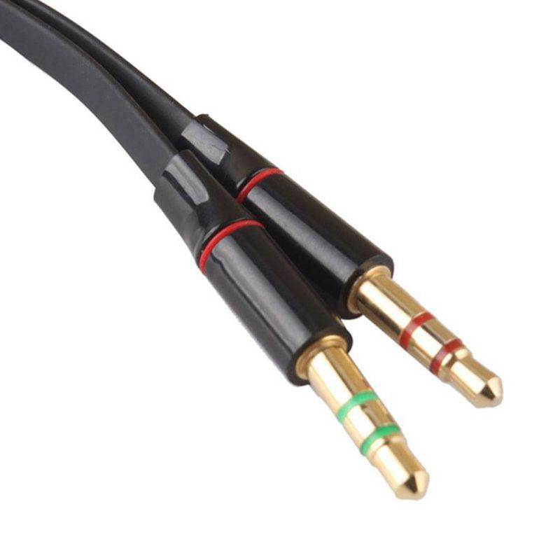 3.5mm Female to 2 Male Headphone Mic Audio Y Splitter Cable