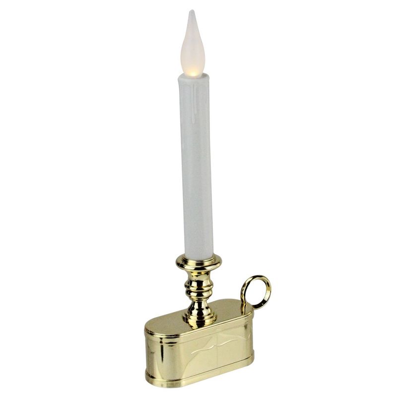 Brite Star 11" LED Christmas Candle Lamp with Toned Base - White/Gold