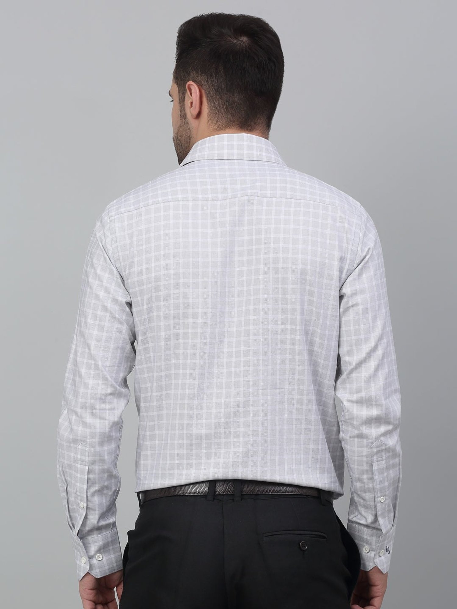 Louis Stitch Grey Cotton Regular Fit Checks Shirt