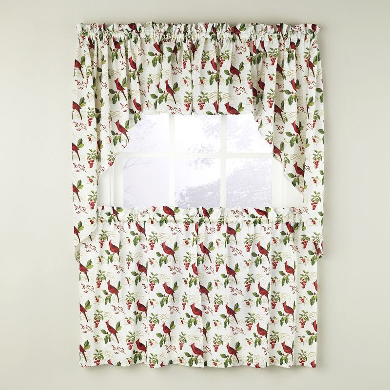 SKL Home Cardinals & Berries Nature Themed Decorating Window Swag Valance - 58 x 36, Multicolored
