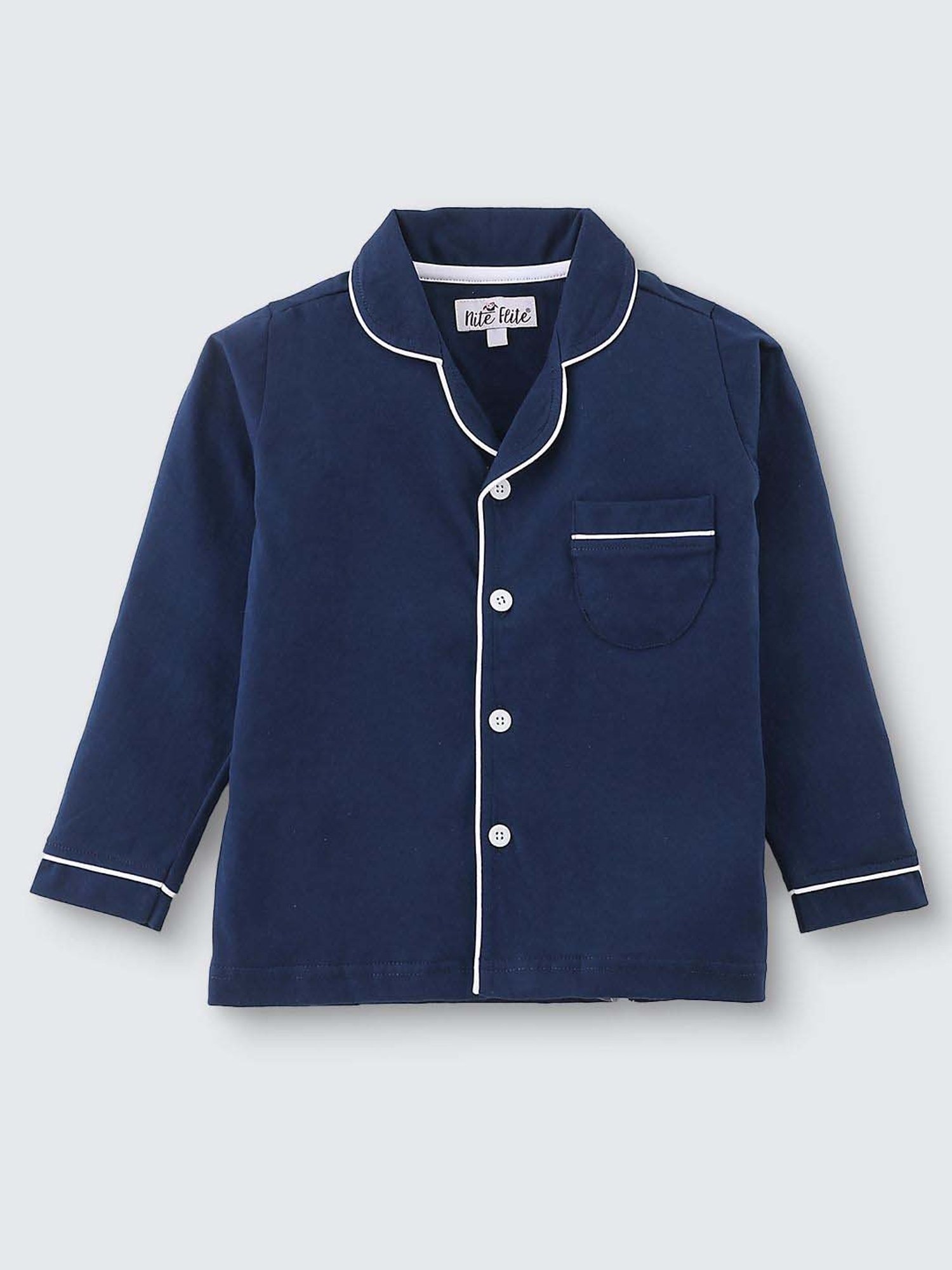 Nite Flite Boys Picasso Blue Cotton Regular Fit Full Sleeves T-Shirt Set