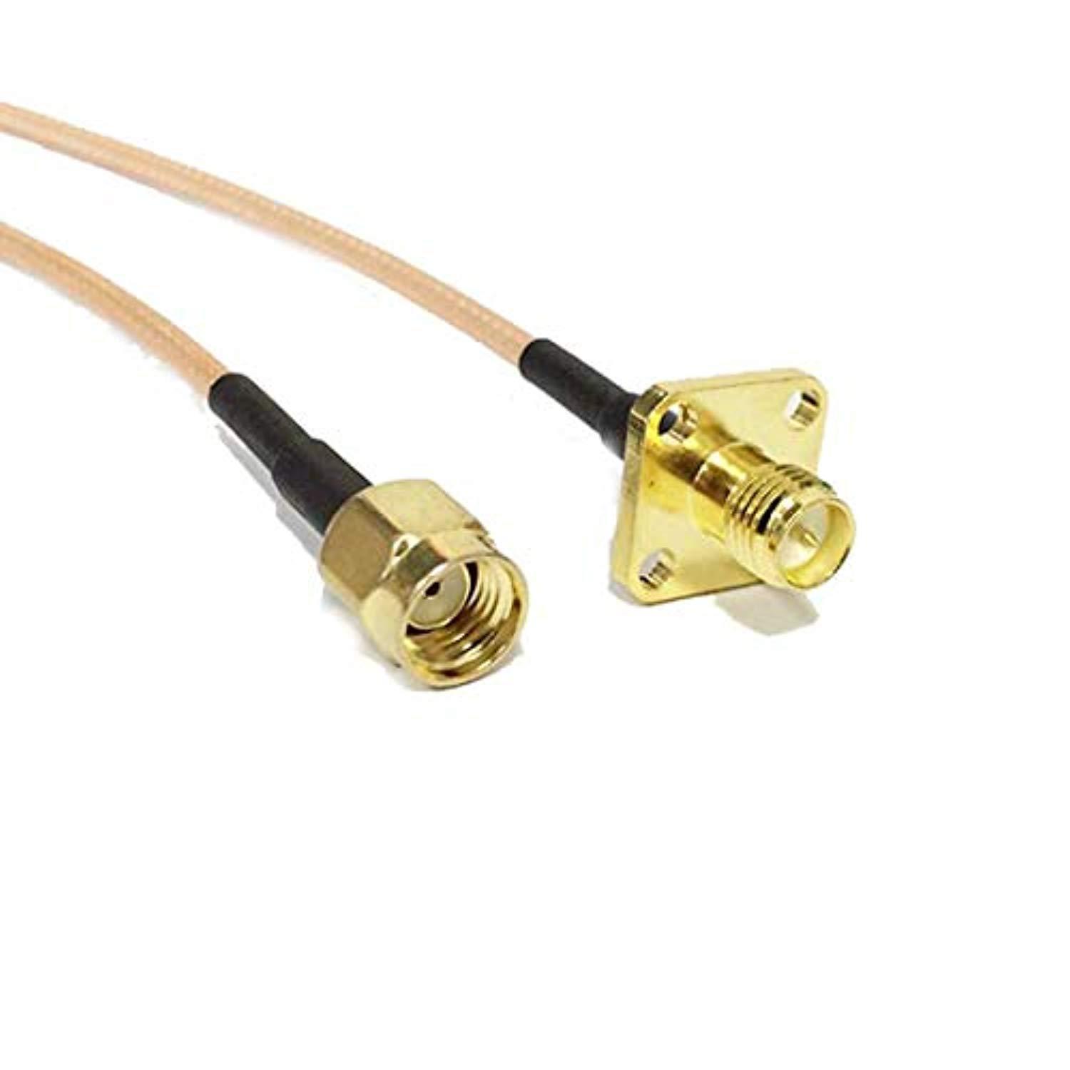 rp sma male plug to rp sma female 4-hole panel mount rg316 cable adapter 15cm 6" for wifi router usa shipping