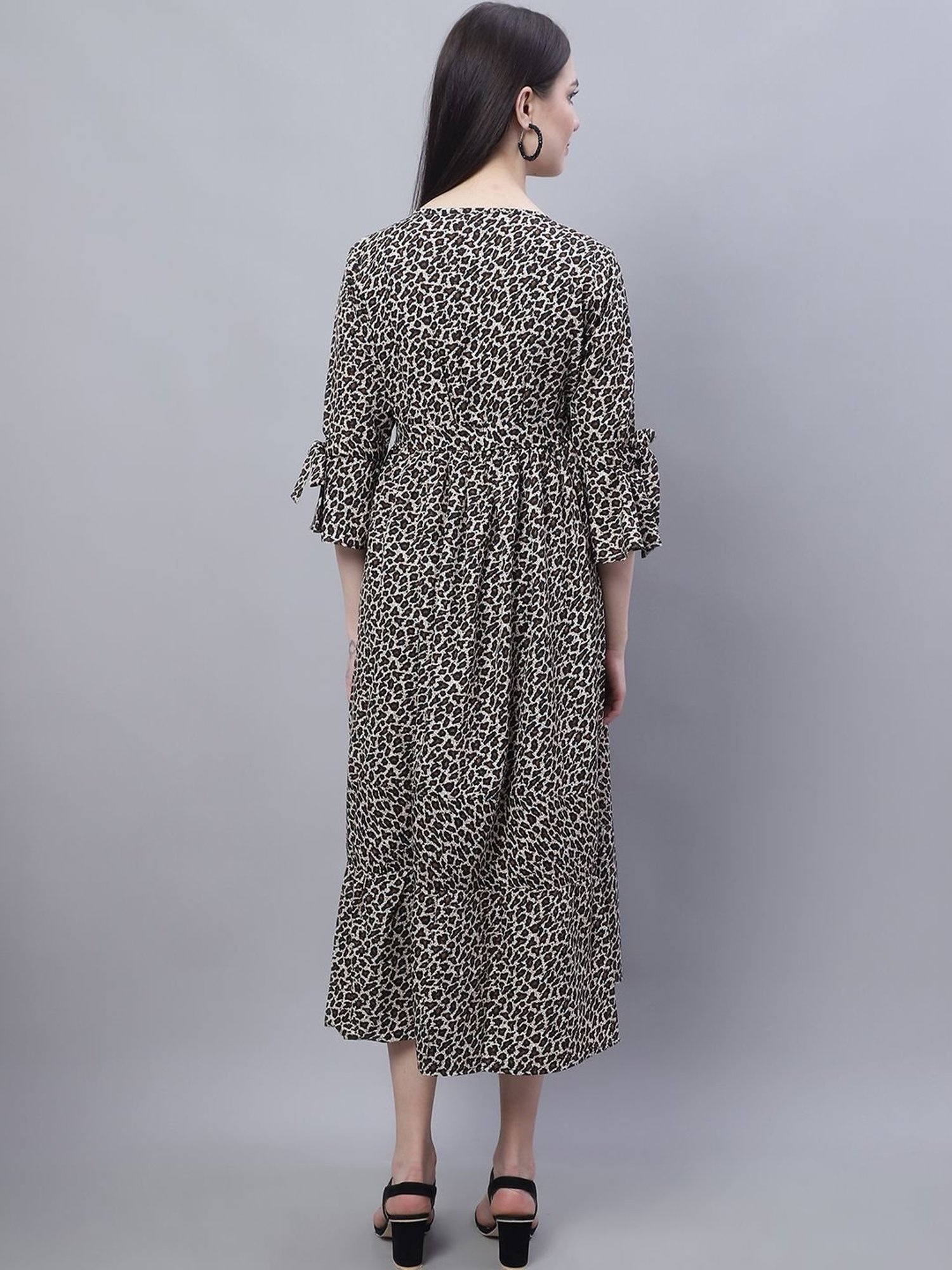 Moms Maternity Black & Beige Printed Dress