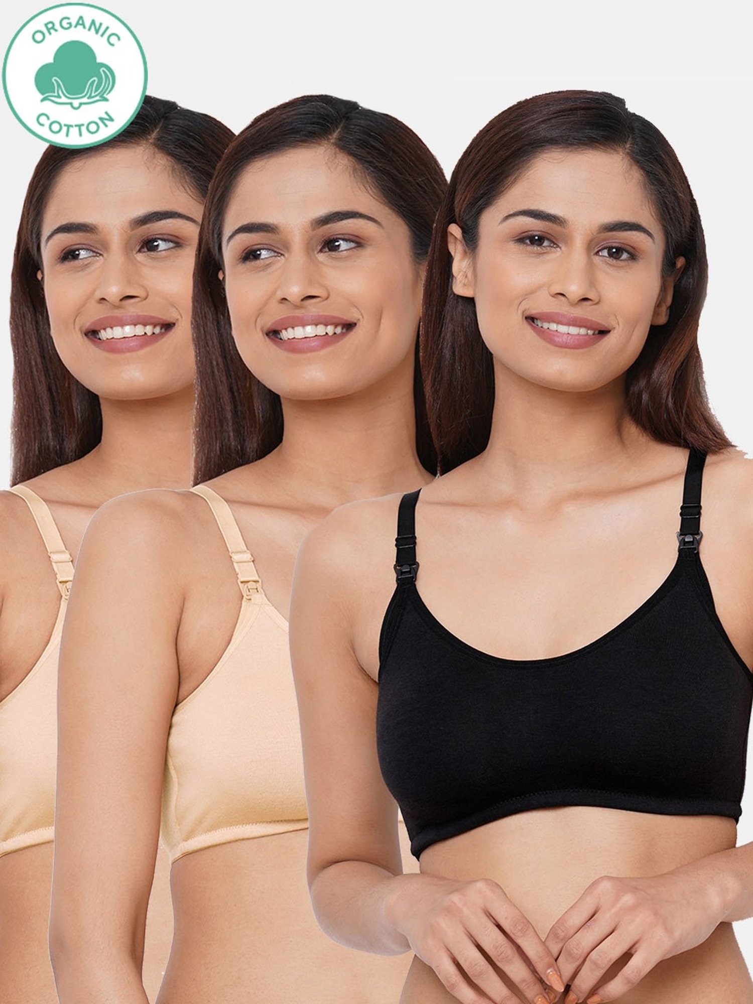 Inner Sense Multicolored Non Wired Non Padded Nursing Bra (Pack Of 3)