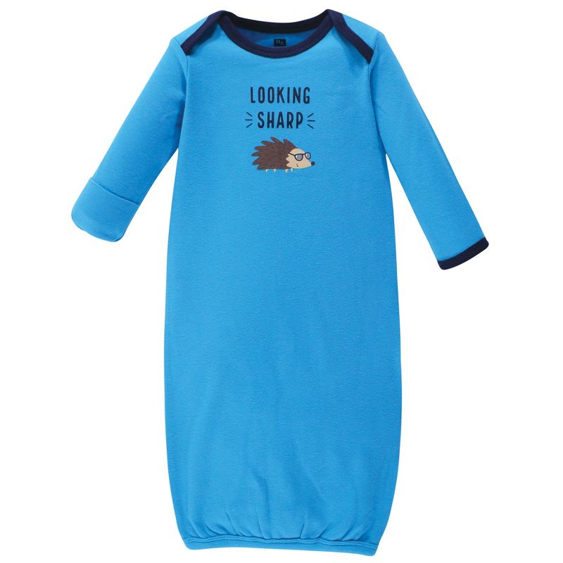 Hudson Baby Infant Boy Cotton Long-Sleeve Gowns 3pk, Hedgehog, 0-6 Months