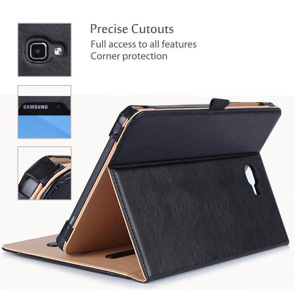 procase samsung galaxy tab a 10.1 case  stand folio case cover for galaxy tab a 10.1" tablet smt580 t585 t587 no s pen version, with multiple viewing angles, document card pocket  black