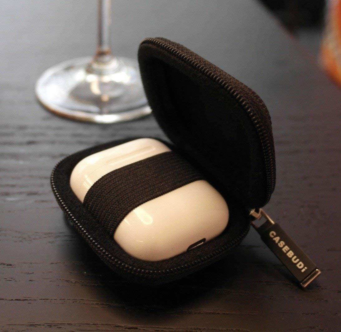 CASEBUDi Tough Travel Case for Apple AirPods | Key Ring and Carabineer | Use as Keychain | Sturdy, Stylish, Ballistic Nylon, Impact Protection for Travel or Storage