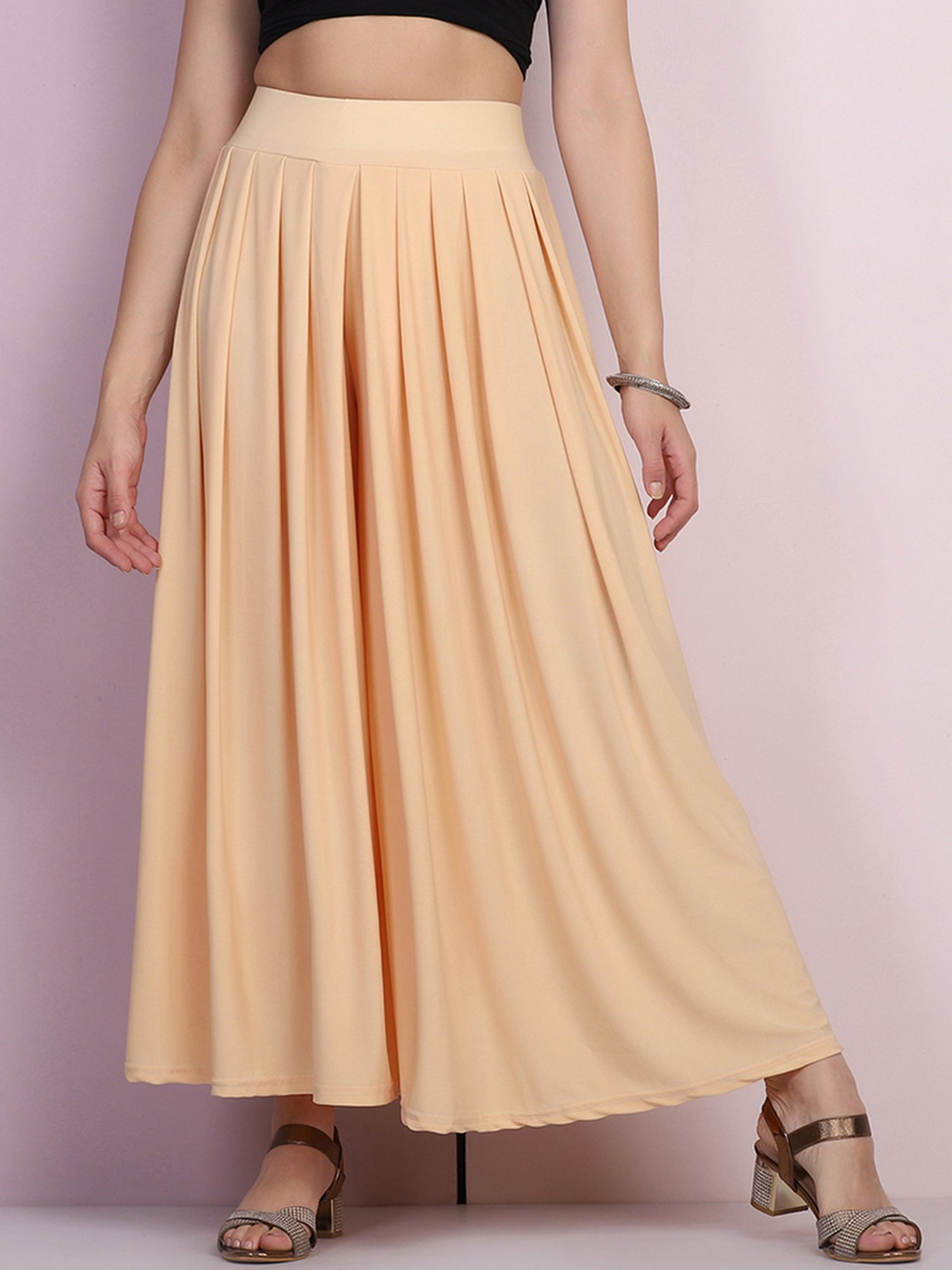 BUYNEWTREND Beige Mid Rise Palazzos