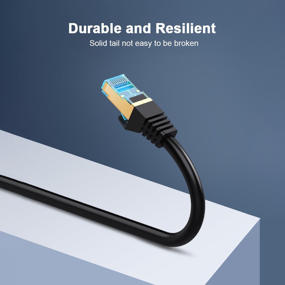 VENTION Cat 7 Ethernet Cable Gigabit Fast Speed Flat Network Cable RJ45 Dual Shielding Cable for Home Business 1M