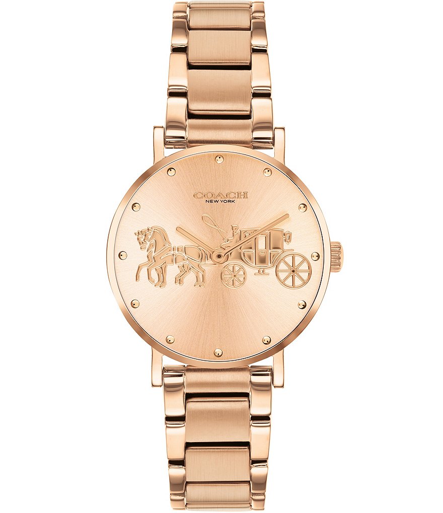 COACH Perry Rosegold Tone Horse & Carriage Logo Dial Bracelet Watch