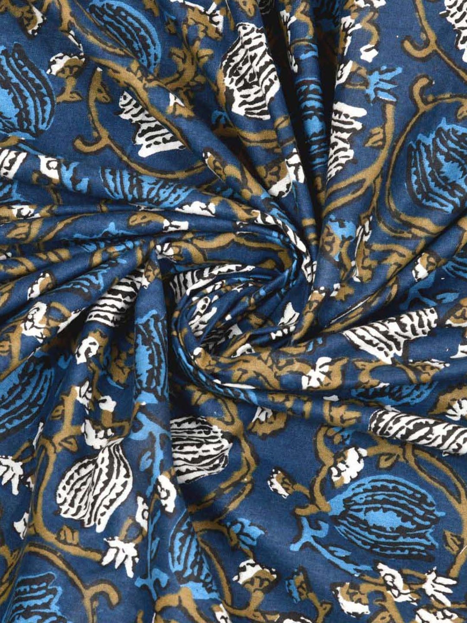 BELLA CASA Indus Collection Blue Cotton 200 TC King Bedsheet with 2 Pillow Covers