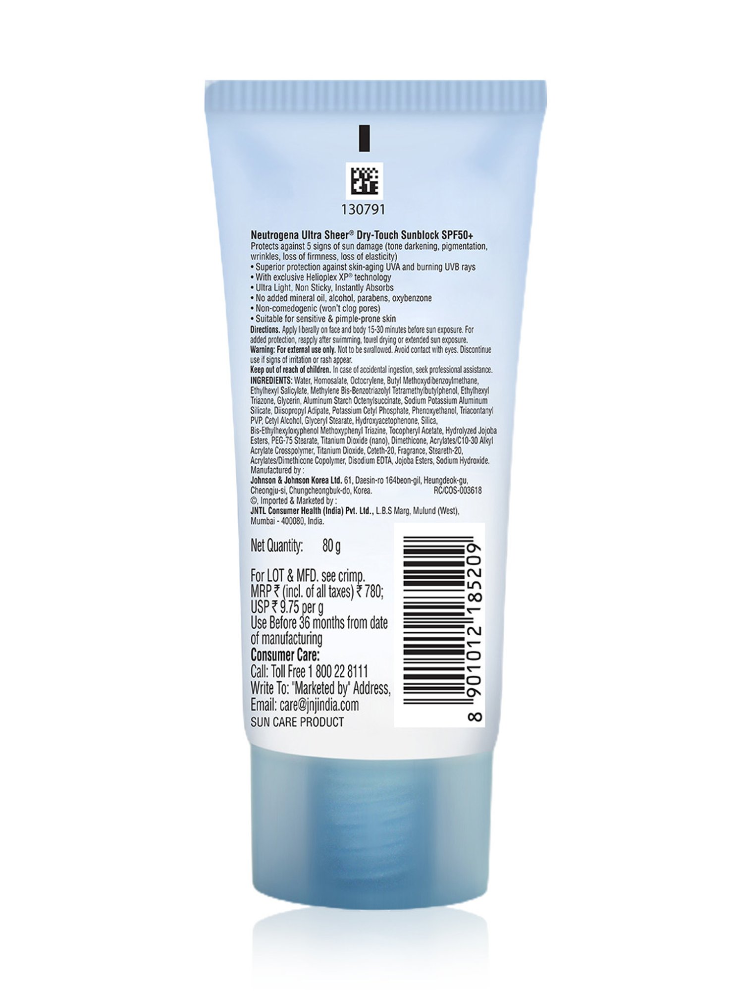 Neutrogena Ultra Sheer Dry-Touch Sunblock SPF 50+ PA++++ - 80 gm