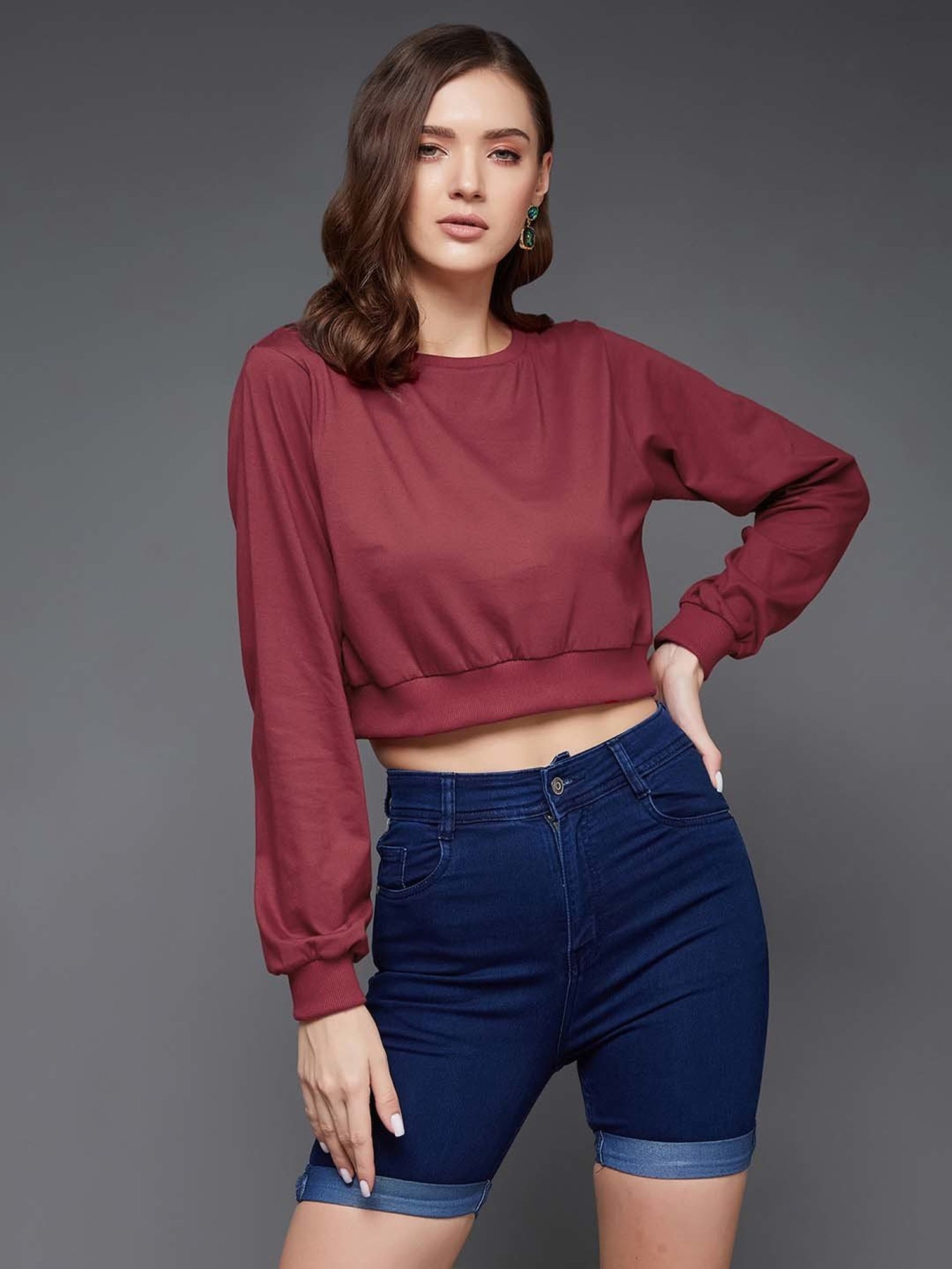 Miss Chase Maroon Crop Top
