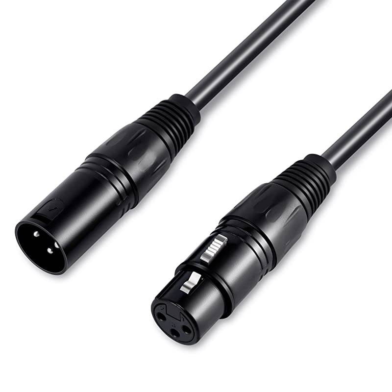 6 Feet XLR Cable 6ft Microphone Cable Male to Female XLR Patch Cables Mic Cord for Audio Pack of 6, Black
