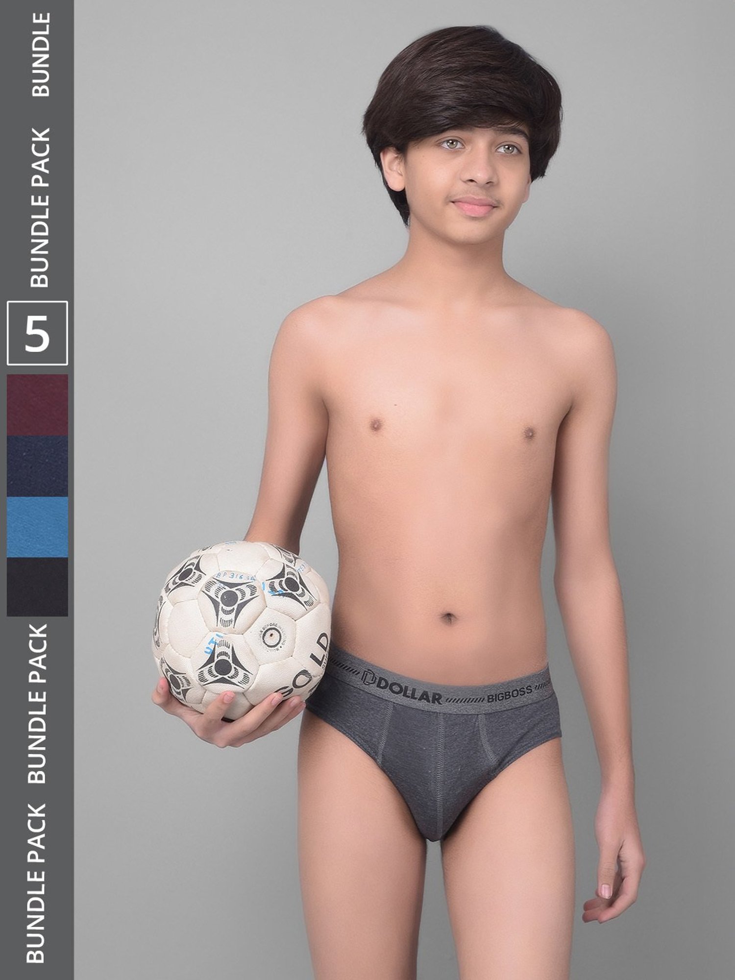 Dollar Bigboss Boys Multicolor Solid Briefs (Pack Of 5)