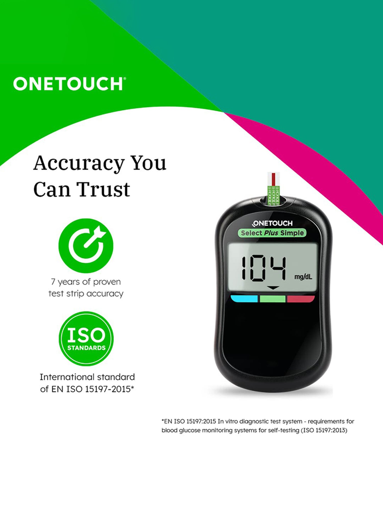 OneTouch Select Plus Simple glucometer combo with 50 Test Strips & 60 Ultrasoft Lancets