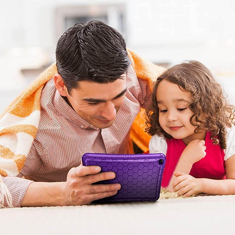 Silicone Case for Samsung Galaxy Tab A 8.0 2019 Without S Pen Model (SM-T290 Wi-Fi, SM-T295 LTE), Honey Comb Series Kids Friendly Light Weight Shock Proof Protective Cover, Purple